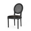 French Country Dining Chair Set of 2 | Black Wood | Round Cane Back