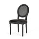 French Country Dining Chair Set of 2 | Black Wood | Round Cane Back