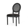 French Country Dining Chair Set of 2 | Black Wood | Round Cane Back BM336998