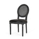 French Country Dining Chair Set of 2 | Black Wood | Round Cane Back BM336998