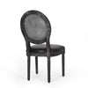 French Country Dining Chair Set of 2 | Black Wood | Round Cane Back