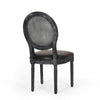 French Country Dining Chair Set of 2 | Black Wood | Round Cane Back BM336998