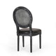 French Country Dining Chair Set of 2 | Black Wood | Round Cane Back BM336998