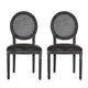 French Country Dining Chair Set of 2 | Black Wood | Round Cane Back