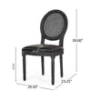 French Country Dining Chair Set of 2 | Black Wood | Round Cane Back BM336998
