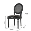 French Country Dining Chair Set of 2 | Black Wood | Round Cane Back