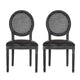 French Country Dining Chair Set of 2 | Black Wood | Round Cane Back