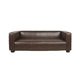 3 Seater Sofa | Low Profile Dark Brown Faux Leather | Birch Wood | 80"