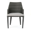 Ellish Outdoor Dining Armchair Set of 2 | Gray Faux Wicker | Metal