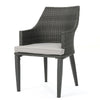 Ellish Outdoor Dining Armchair Set of 2 | Gray Faux Wicker | Metal