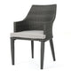 Ellish Outdoor Dining Armchair Set of 2 | Gray Faux Wicker | Metal