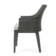 Ellish Outdoor Dining Armchair Set of 2 | Gray Faux Wicker | Metal