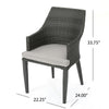Ellish Outdoor Dining Armchair Set of 2 | Gray Faux Wicker | Metal