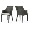 Ellish Outdoor Dining Armchair Set of 2 | Gray Faux Wicker | Metal