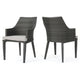 Ellish Outdoor Dining Armchair Set of 2 | Gray Faux Wicker | Metal
