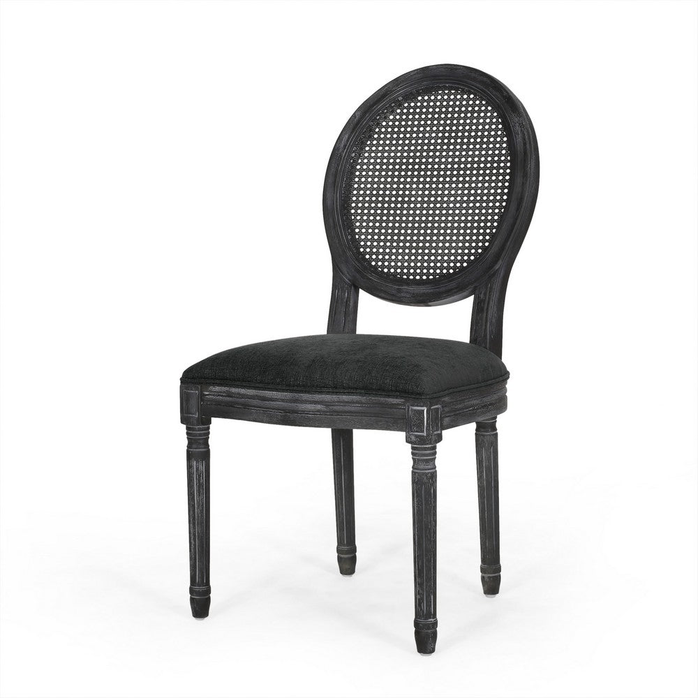 Ravin French Country Style Dining Chairs Set of 2 | Cane | Black