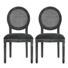 Ravin French Country Style Dining Chairs Set of 2 | Cane | Black