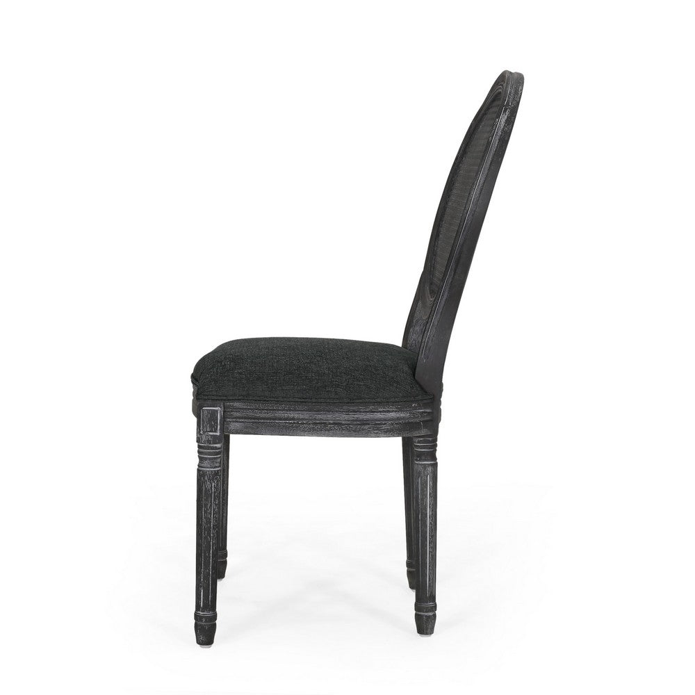 Ravin French Country Style Dining Chairs Set of 2 | Cane | Black