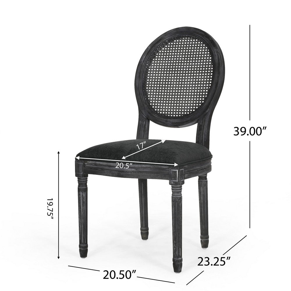 Ravin French Country Style Dining Chairs Set of 2 | Cane | Black