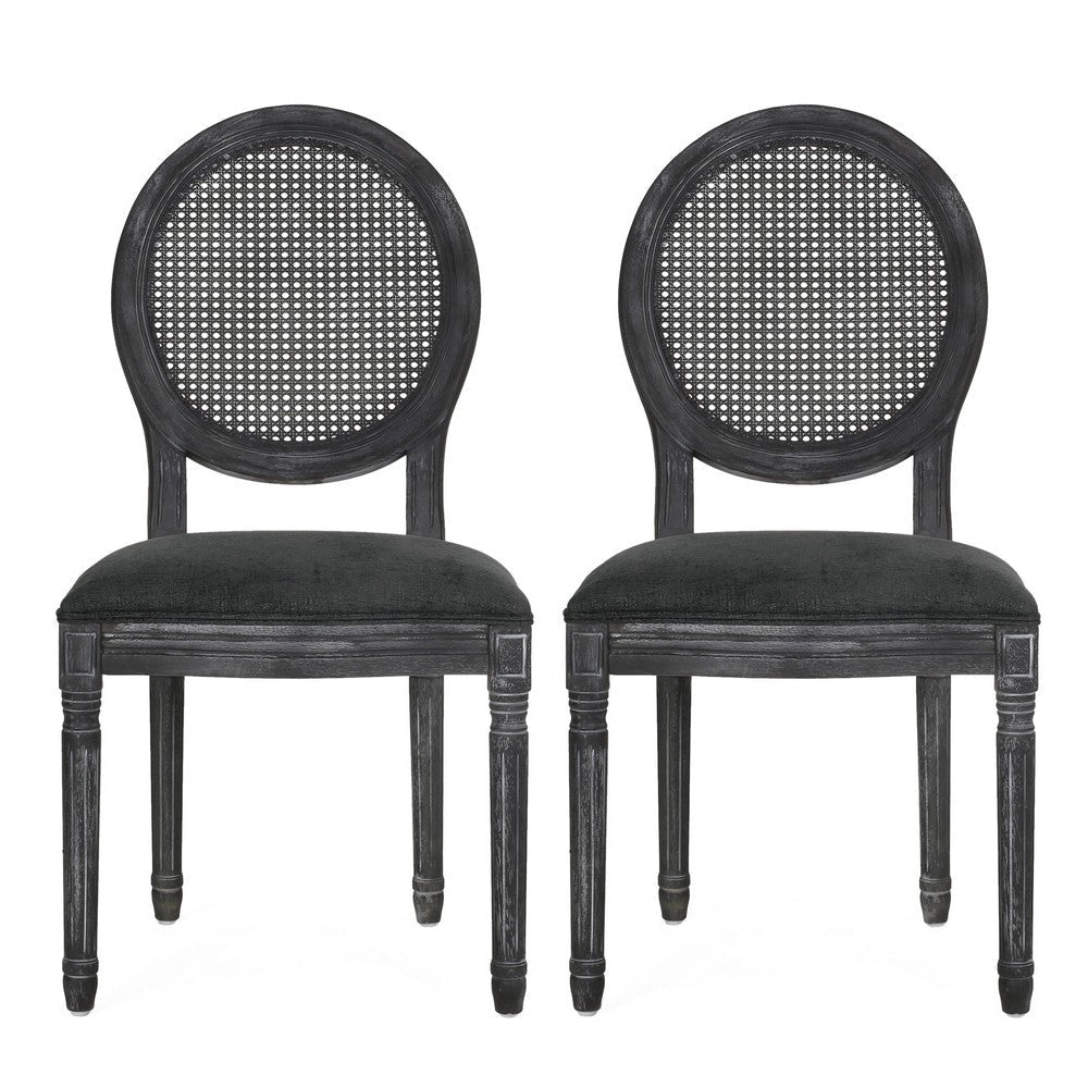 Ravin French Country Style Dining Chairs Set of 2 | Cane | Black