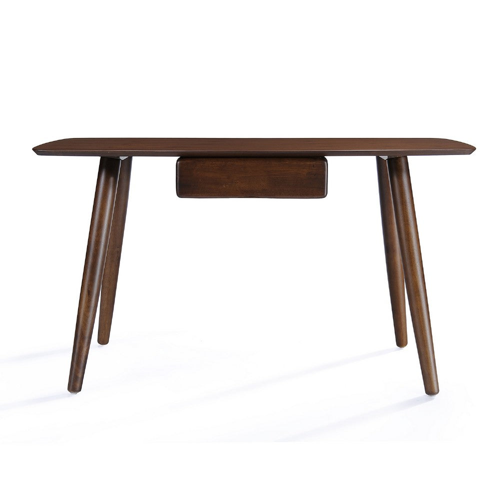 Raven Study Table with 1 Drawer | Splayed Legs | Walnut Brown 53"