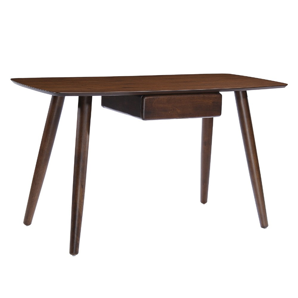 Raven Study Table with 1 Drawer | Splayed Legs | Walnut Brown 53"