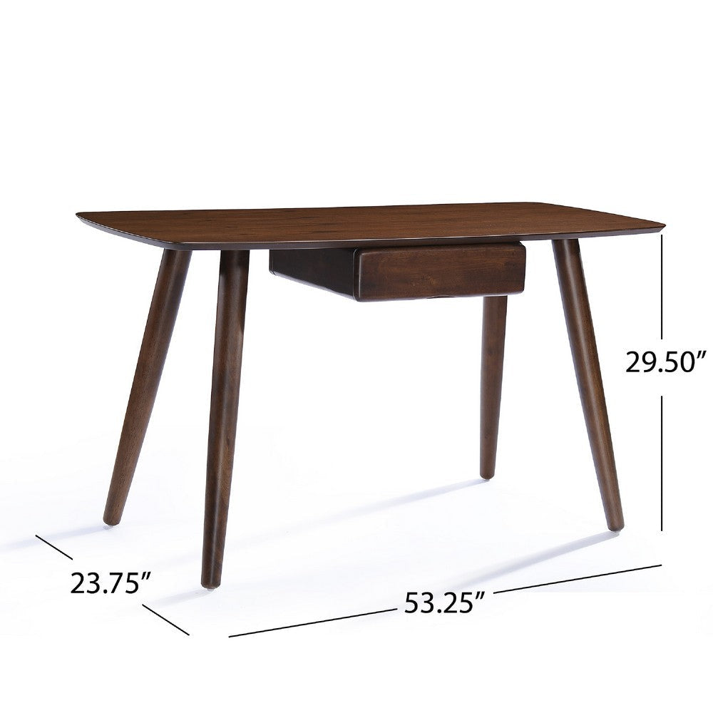 Raven Study Table with 1 Drawer | Splayed Legs | Walnut Brown 53’’ BM337003