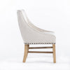 Wienn Dining Chair with Nailhead Trim | Wood Taper Legs | Beige Linen