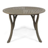 Olen Outdoor Round Dining Table | Curved Legs | Gray Acacia Wood 47"