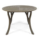 Olen Outdoor Round Dining Table | Curved Legs | Gray Acacia Wood 47"