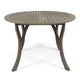 Olen Outdoor Round Dining Table | Curved Legs | Gray Acacia Wood 47"