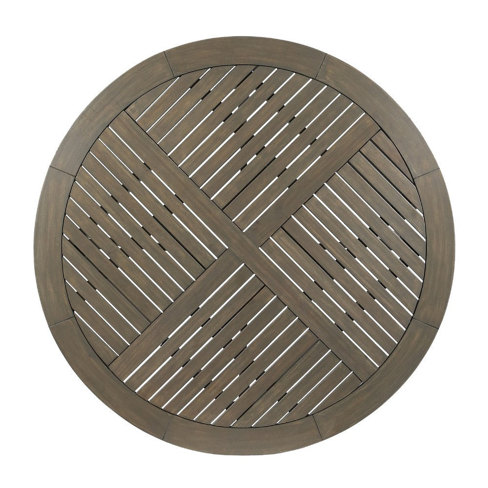 Olen Outdoor Round Dining Table | Curved Legs | Gray Acacia Wood 47’’ BM337008