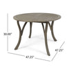 Olen Outdoor Round Dining Table | Curved Legs | Gray Acacia Wood 47"