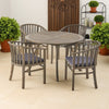 Olen Outdoor Round Dining Table | Curved Legs | Gray Acacia Wood 47"