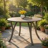 Olen Outdoor Round Dining Table | Curved Legs | Gray Acacia Wood 47"