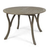 Olen Outdoor Round Dining Table | Curved Legs | Gray Acacia Wood 47"