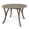 Olen Outdoor Round Dining Table | Curved Legs | Gray Acacia Wood 47"