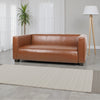 Grag 3 Seater Sofa | Tuxedo Design | Birch Wood | Brown Faux Leather