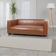 Grag 3 Seater Sofa | Tuxedo Design | Birch Wood | Brown Faux Leather