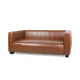 Grag 3 Seater Sofa | Tuxedo Design | Birch Wood | Brown Faux Leather