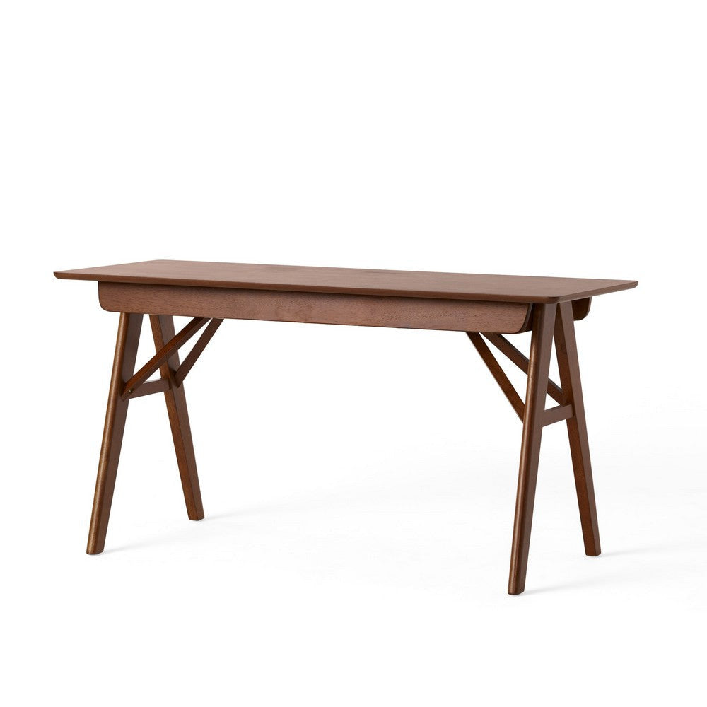 Elana Desk with 1 Drawer | Industrial Trestle Walnut Brown Wood 57’’ BM337011
