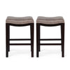 Feine Counter Stool Set of 2 | Nailhead Trim | Taupe Gray Faux Leather