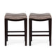 Feine Counter Stool Set of 2 | Nailhead Trim | Taupe Gray Faux Leather