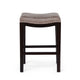 Feine Counter Stool Set of 2 | Nailhead Trim | Taupe Gray Faux Leather