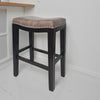 Feine Counter Stool Set of 2 | Nailhead Trim | Taupe Gray Faux Leather