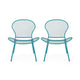 Nian Accent Chair Set of 2, Shell Shape Mesh Seat, Reto Teal Blue Iron
