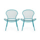 Nian Accent Chair Set of 2, Shell Shape Mesh Seat, Reto Teal Blue Iron