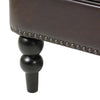 Lit Club Armchair | Turned Birch Wood Legs | Brown Tufted Faux Leather