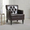 Lit Club Armchair | Turned Birch Wood Legs | Brown Tufted Faux Leather