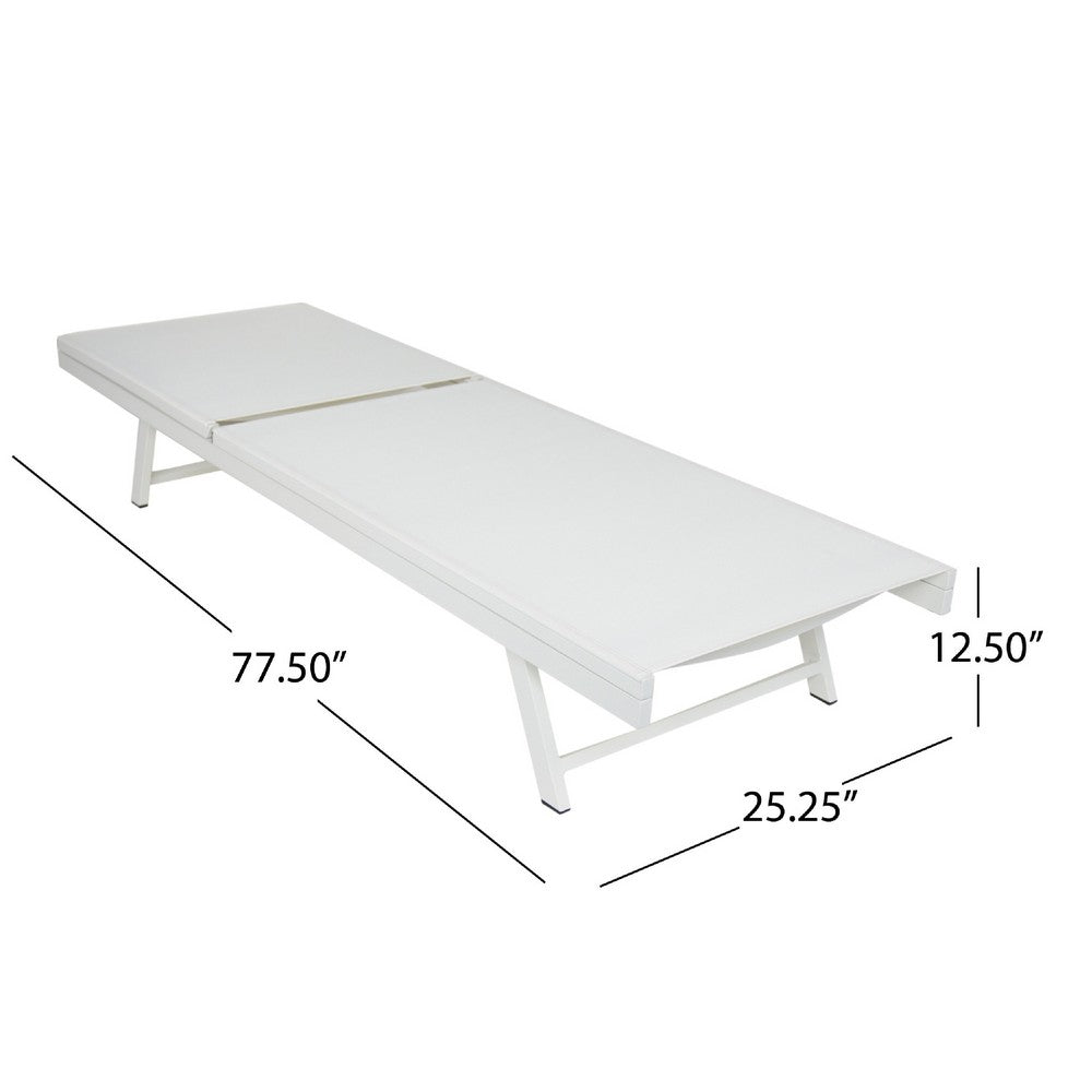 Sally Outdoor Chaise Lounge | Aluminum Frame | White Mesh Fabric 78"